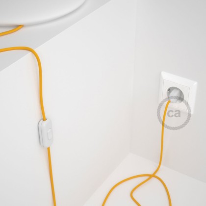 Cablaggio per lampada, cavo RM10 Effetto Seta Giallo 1,80 m. Scegli il colore dell'interuttore e della spina.