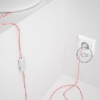 Cablaggio per lampada, cavo RM16 Effetto Seta Rosa Baby 1,80 m. Scegli il colore dell'interuttore e della spina.