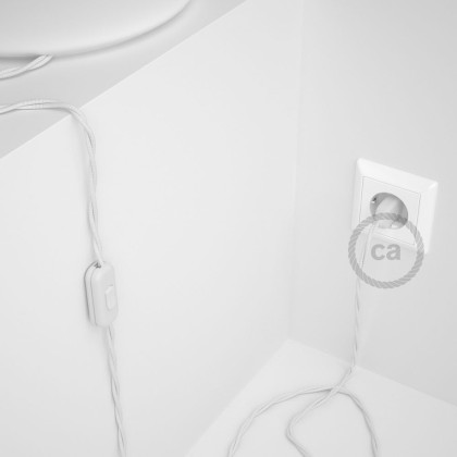 Cablaggio per lampada, cavo TM01 Effetto Seta Bianco 1,80 m. Scegli il colore dell'interuttore e della spina.