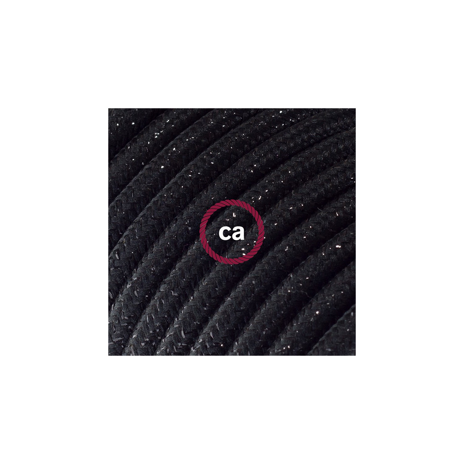 Prolunga elettrica con cavo tessile RL04 Effetto Seta Glitterato Nero 2P 10A Made in Italy.