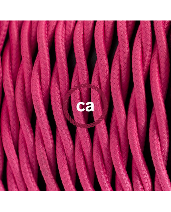 Cablaggio per piantana, cavo TM08 Effetto Seta Fucsia 3 m. Scegli il colore dell'interruttore e della spina.