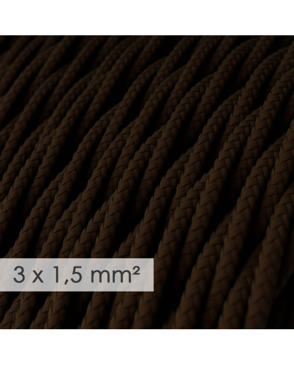 Cavo elettrico a larga sezione 3x1,50 trecciato - tessuto effetto seta Marrone TM13