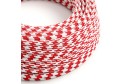 Cavo tessile Rosso Fuoco e Bianco Ottico Pied de Poule lucido - L'Originale Creative-Cables - RP09 rotondo 2x0,75mm / 3x0,75mm