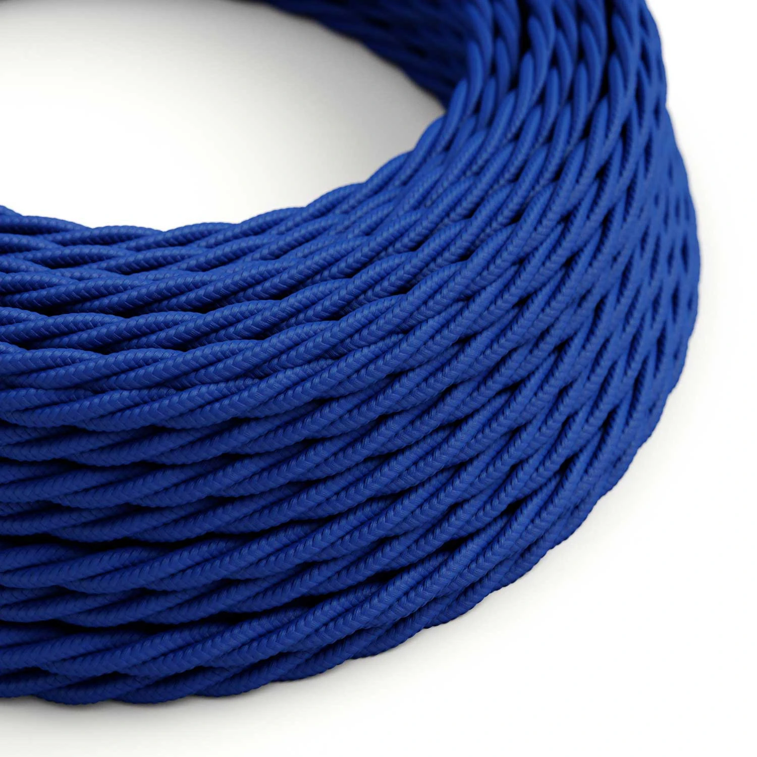 Cavo elettrico tessile trecciato e lucido Classic Blue - L'Originale Creative Cables, per impianti a vista di design - TM12