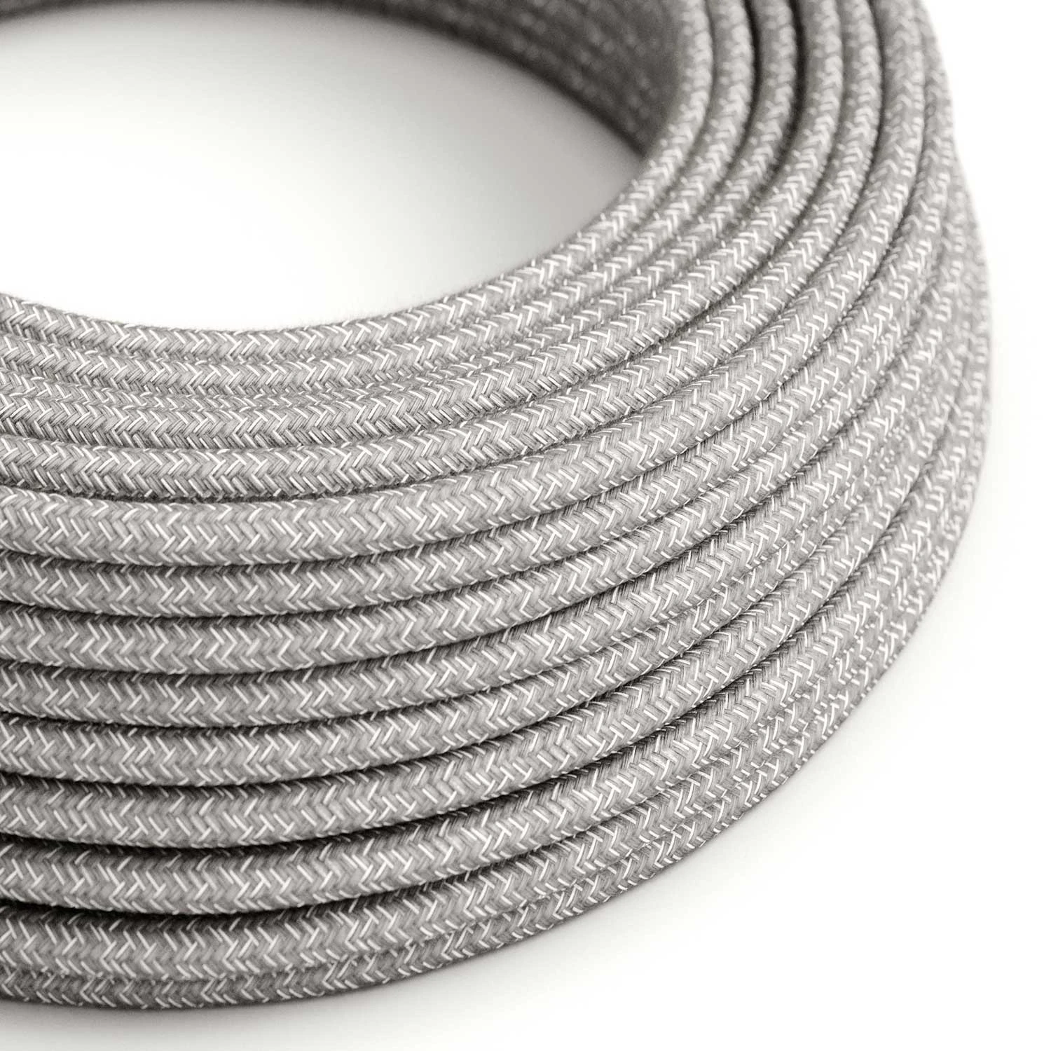 Cavo tessile Grigio Melange in lino - L'Originale Creative-Cables - RN02 rotondo 2x0,75mm / 3x0,75mm