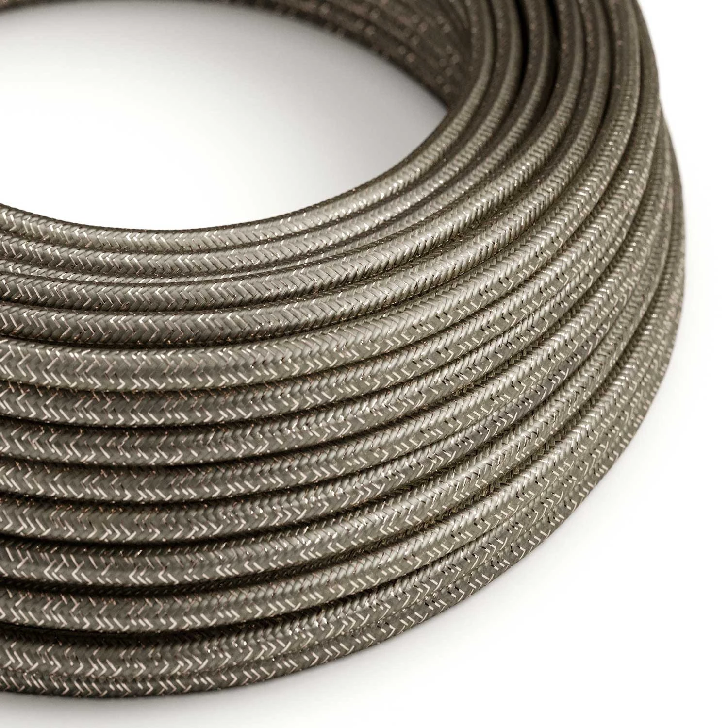 Cavo tessile di colore Grigio lucido e glitterato - L'Originale Creative Cables, per valorizzare le tue luci - RL03