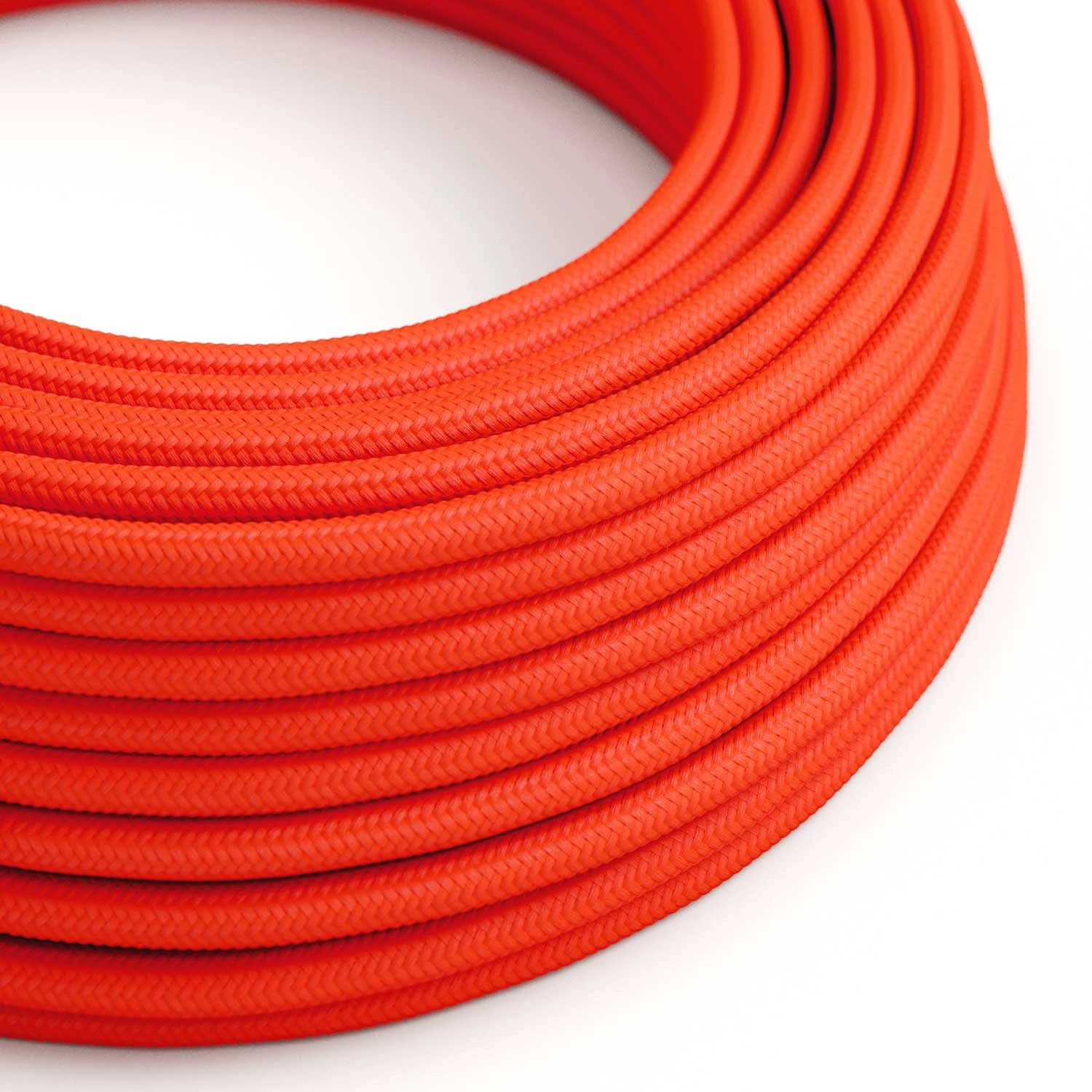 Corda elettrica in tessuto lucido Arancione Fluo - L'Originale Creative Cables, per impianti a vista di design - RF15