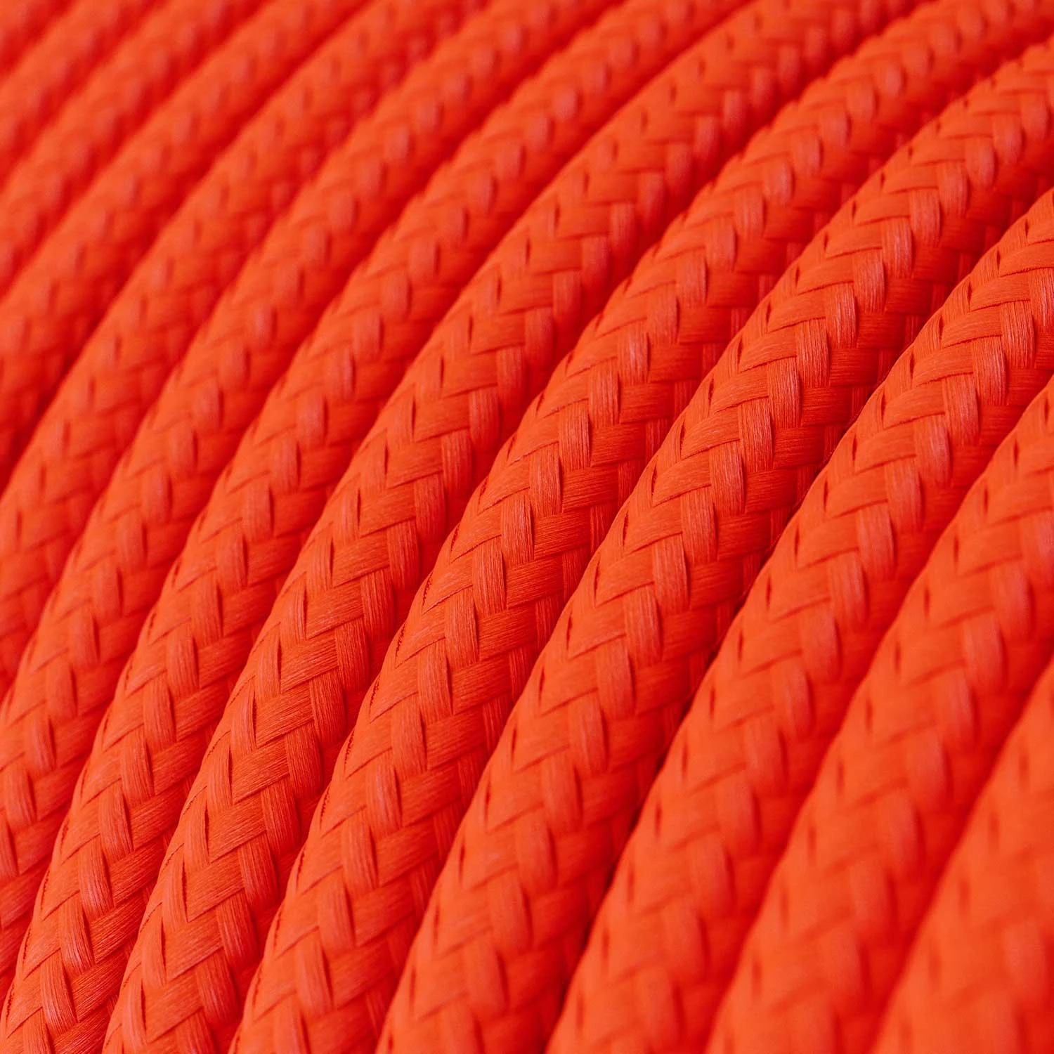 Corda elettrica in tessuto lucido Arancione Fluo - L'Originale Creative Cables, per impianti a vista di design - RF15