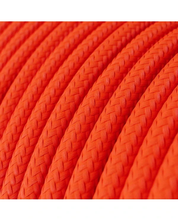 Corda elettrica in tessuto lucido Arancione Fluo - L'Originale Creative Cables, per impianti a vista di design - RF15