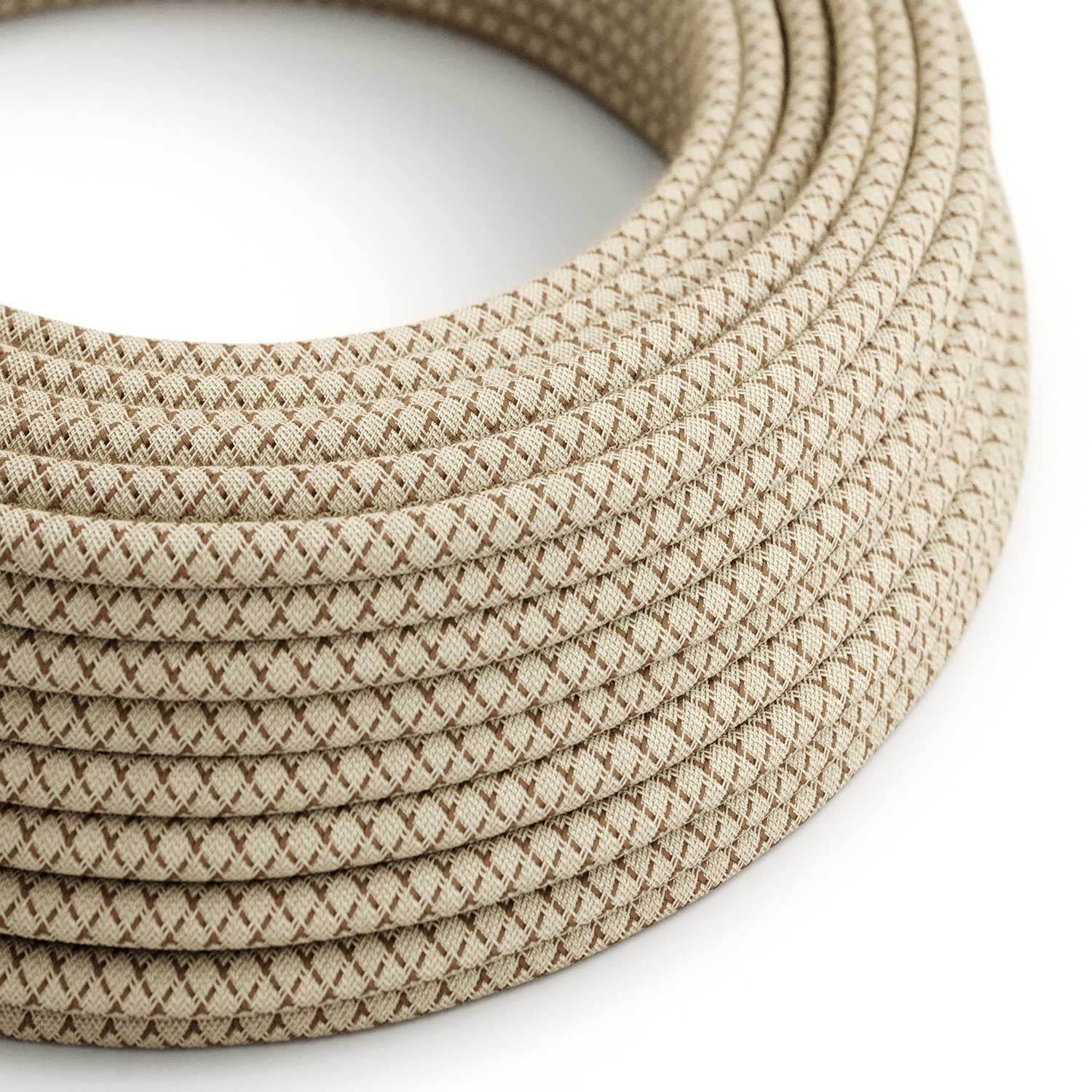 Cavo tessile Corteccia e Beige Losanga - L'Originale Creative-Cables - RD63 rotondo 2x0,75mm / 3x0,75mm