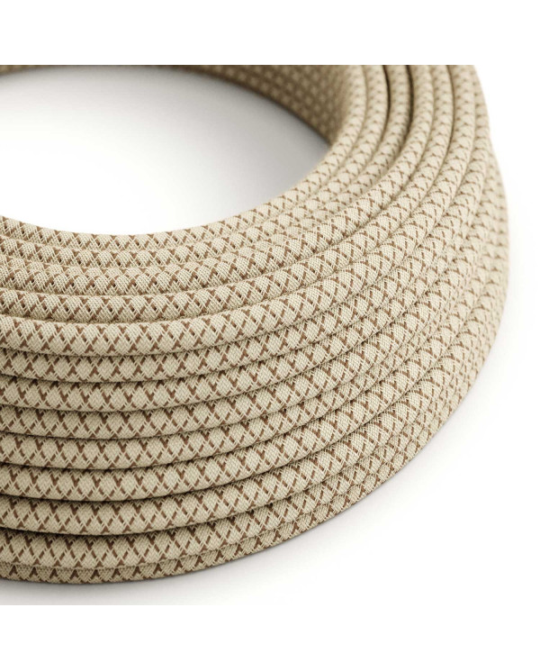 Cavo tessile Corteccia e Beige Losanga - L'Originale Creative-Cables - RD63 rotondo 2x0,75mm / 3x0,75mm