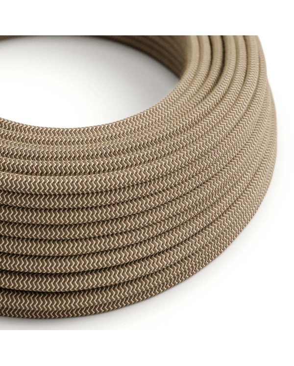 Cavo tessile Corteccia e Beige ZigZag - L'Originale Creative-Cables - RD73 rotondo 2x0,75mm / 3x0,75mm