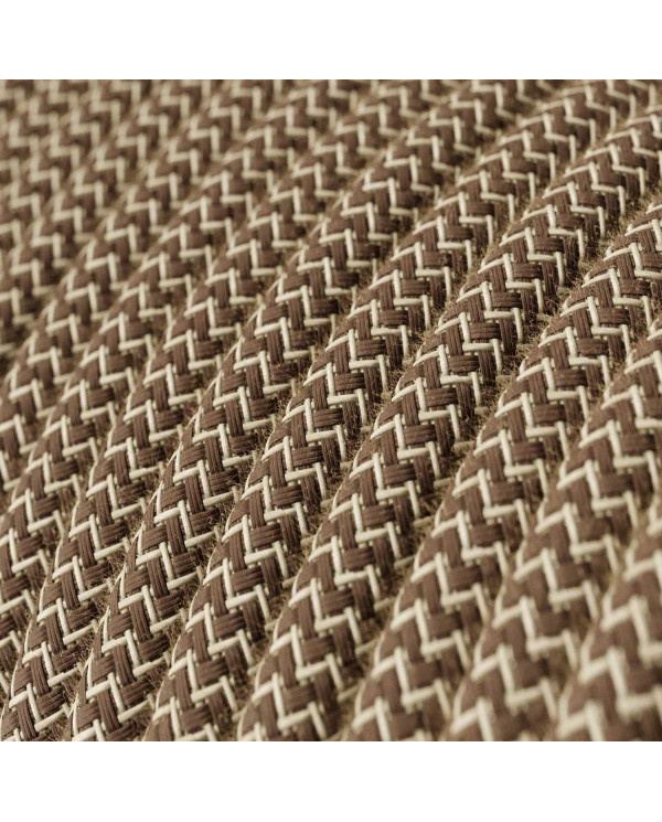 Cavo tessile Corteccia e Beige ZigZag - L'Originale Creative-Cables - RD73 rotondo 2x0,75mm / 3x0,75mm