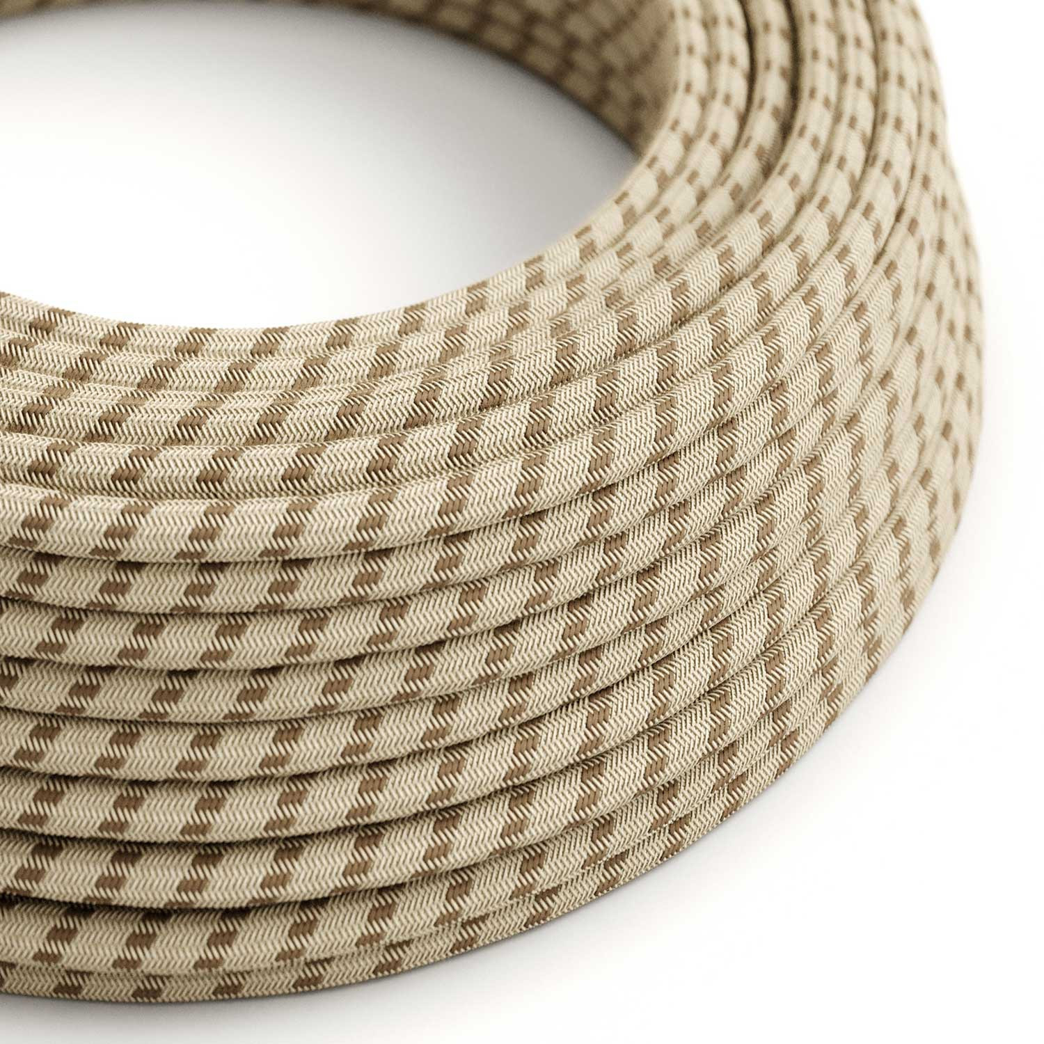 Cavo tessile Corteccia e Beige Stripes - L'Originale Creative-Cables - RD53 rotondo 2x0,75mm / 3x0,75mm