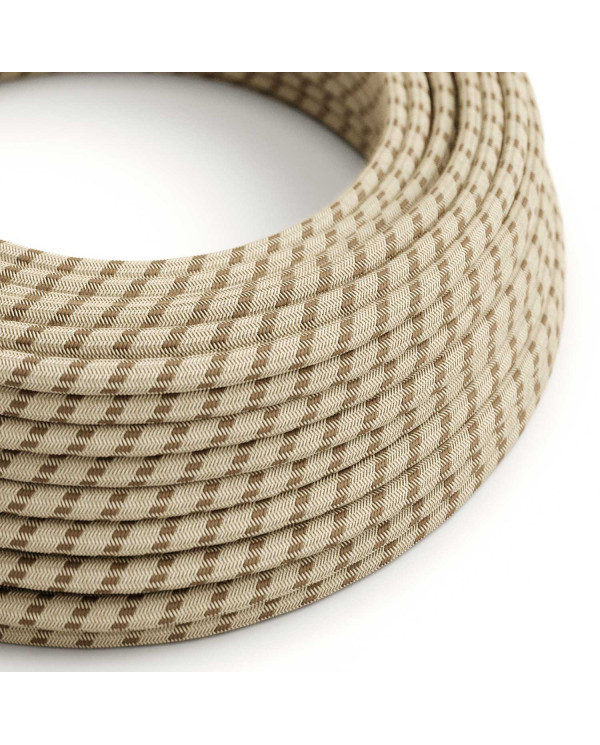 Cavo tessile Corteccia e Beige Stripes - L'Originale Creative-Cables - RD53 rotondo 2x0,75mm / 3x0,75mm