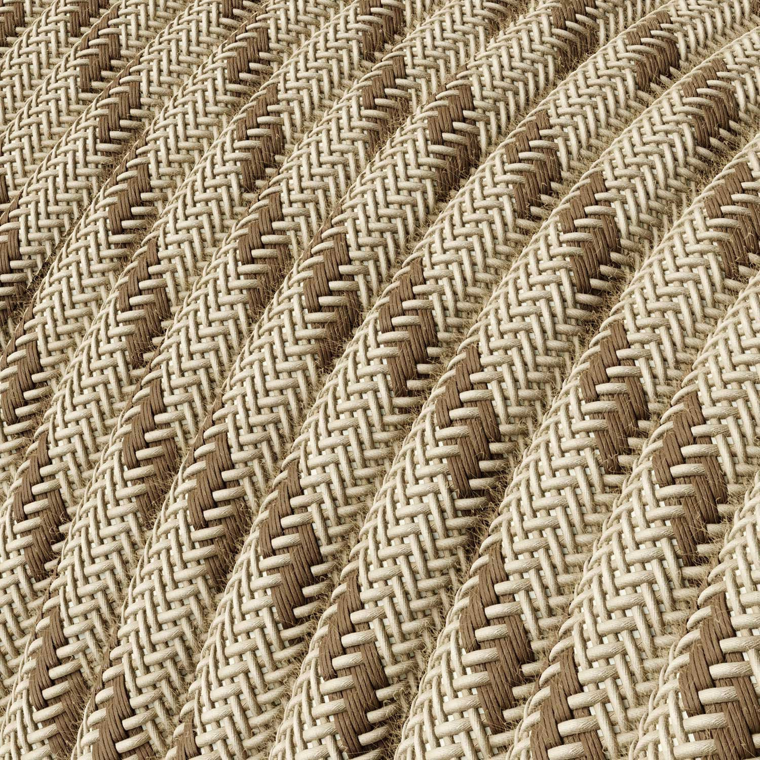 Cavo tessile Corteccia e Beige Stripes - L'Originale Creative-Cables - RD53 rotondo 2x0,75mm / 3x0,75mm