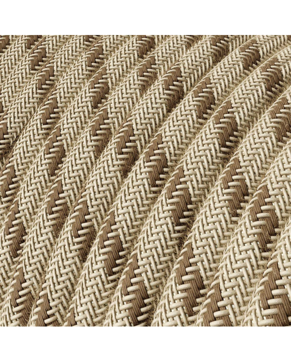 Cavo tessile Corteccia e Beige Stripes - L'Originale Creative-Cables - RD53 rotondo 2x0,75mm / 3x0,75mm