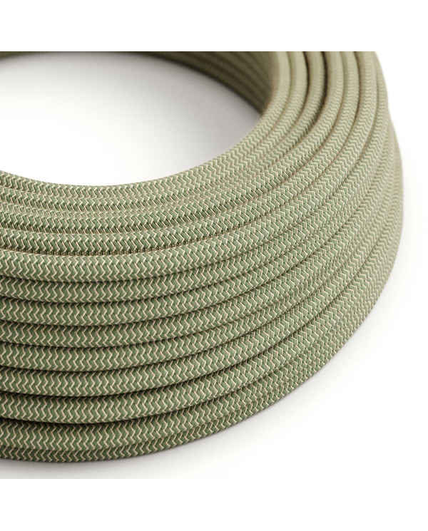Cavo tessile Verde Timo e Beige ZigZag - L'Originale Creative-Cables - RD72 rotondo 2x0,75mm / 3x0,75mm