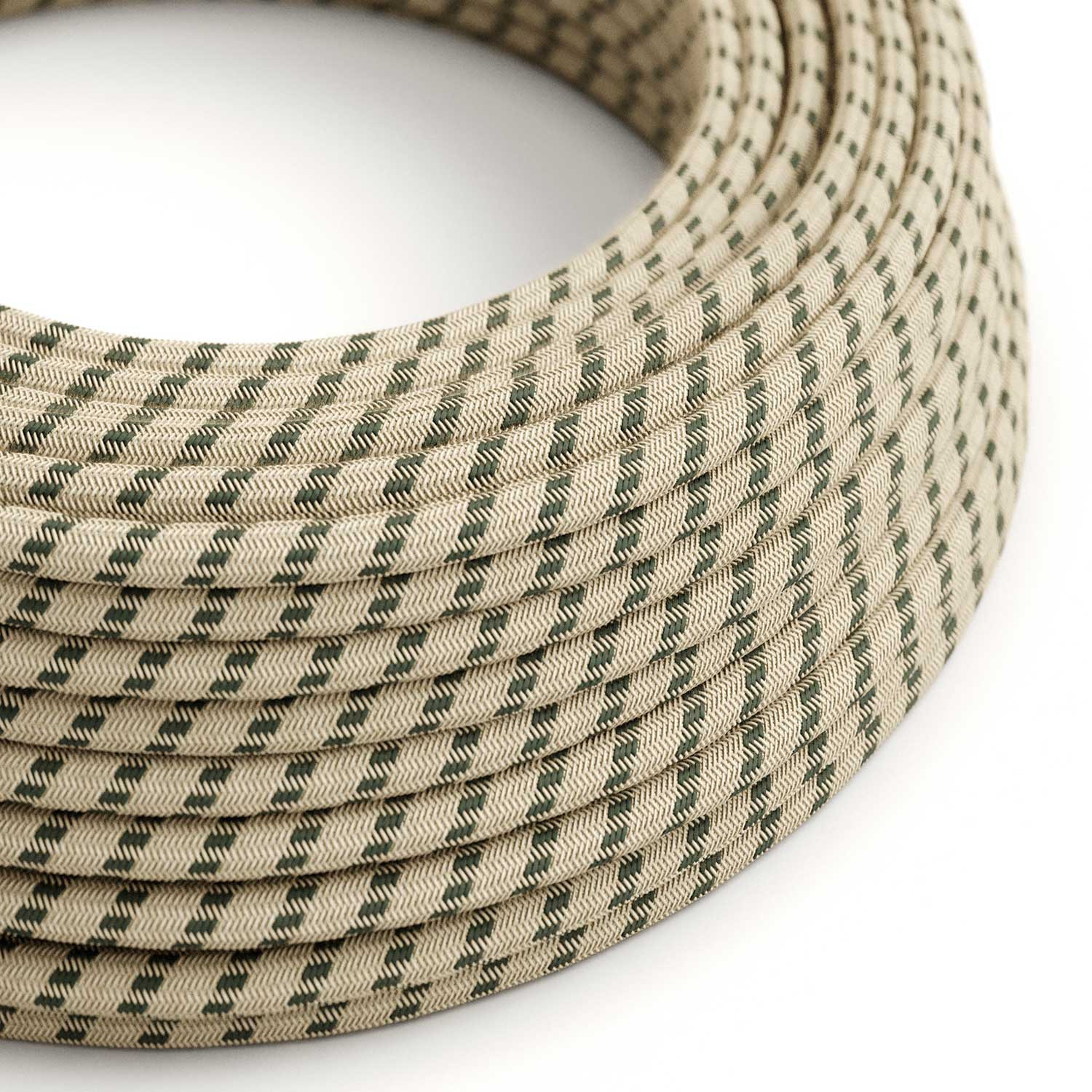 Cavo tessile Grigio Antracite e Beige Stripes - L'Originale Creative-Cables - RD54 rotondo 2x0,75mm / 3x0,75mm