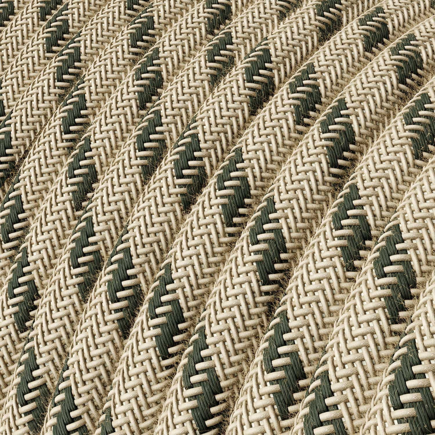 Cavo tessile Grigio Antracite e Beige Stripes - L'Originale Creative-Cables - RD54 rotondo 2x0,75mm / 3x0,75mm