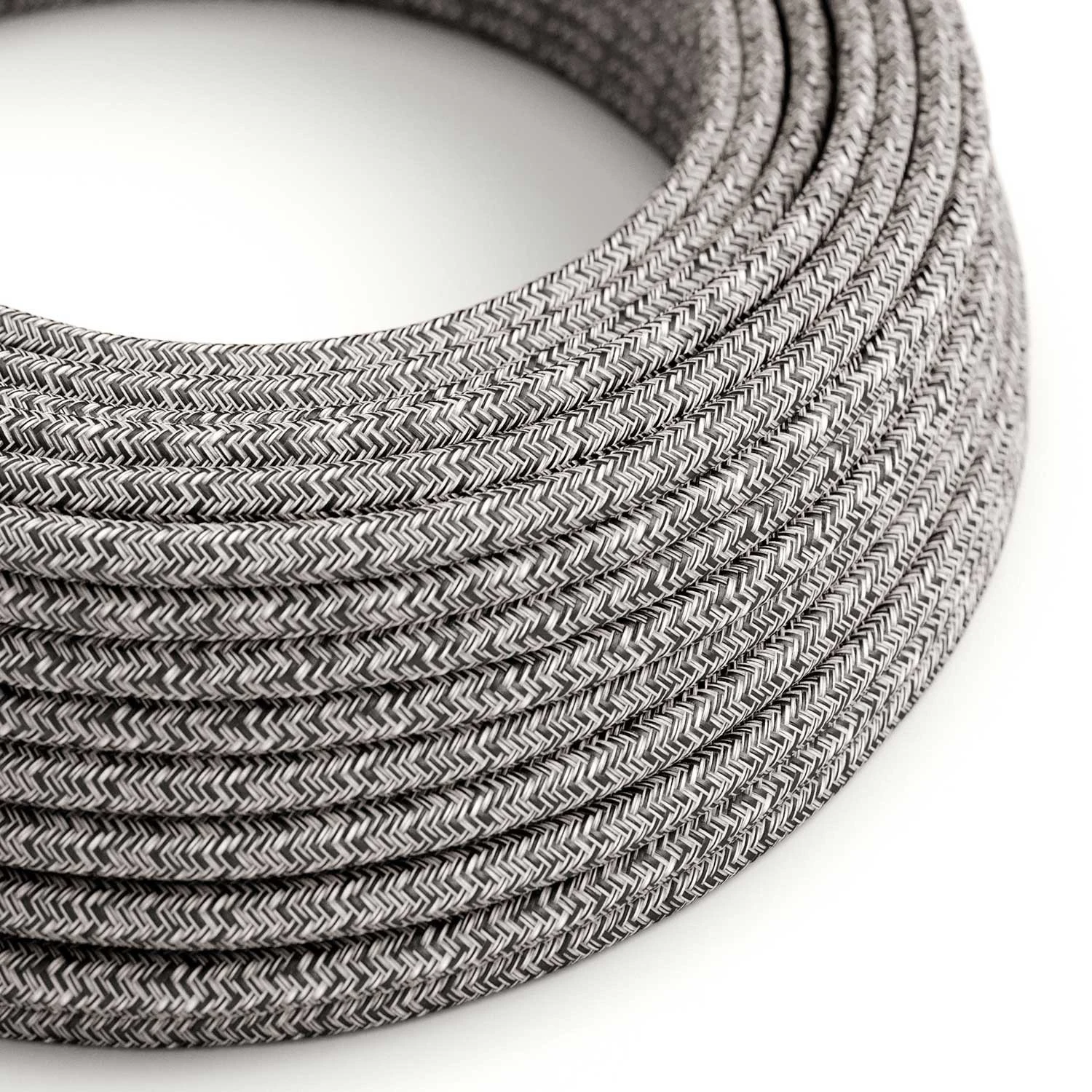 Cavo tessile colorato Tweed Nero Onyx glitterato - L'Originale Creative Cables, per progetti di illuminazione creativi - RS81