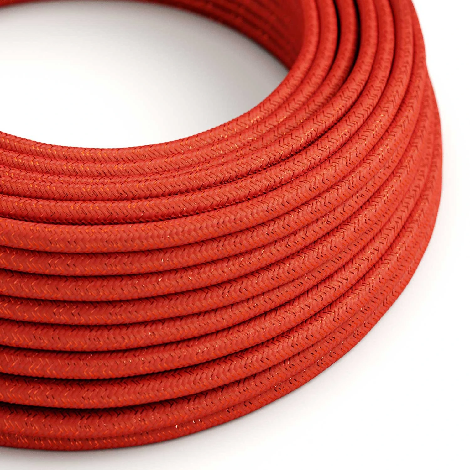 Cavo elettrico ricoperto Rosso Fuoco lucido e glitterato - L'Originale Creative Cables, per decorazioni luminose uniche - RL09