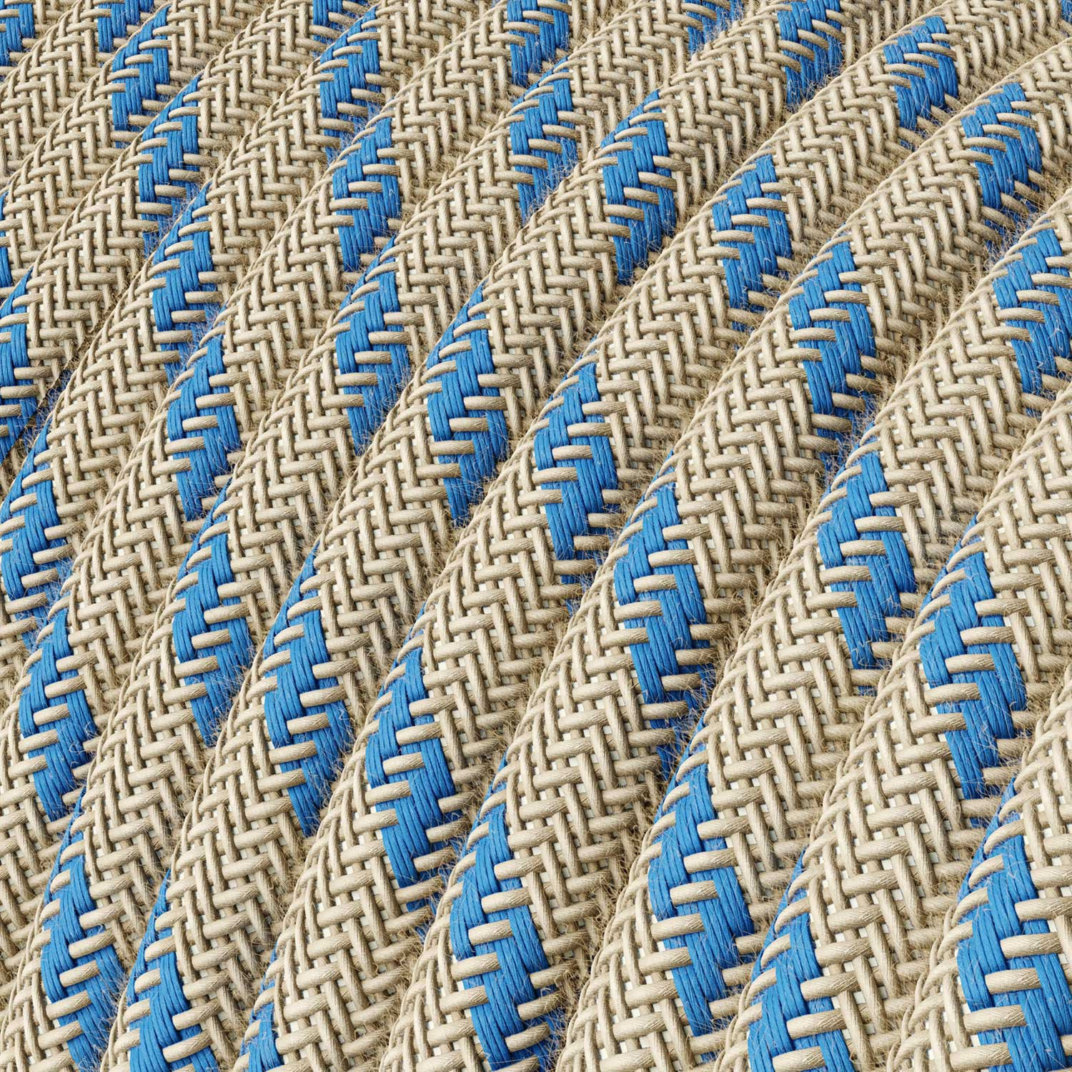 Cavo tessile Blu Steward e Beige Stripes - L'Originale Creative-Cables - RD55 rotondo 2x0,75mm / 3x0,75mm