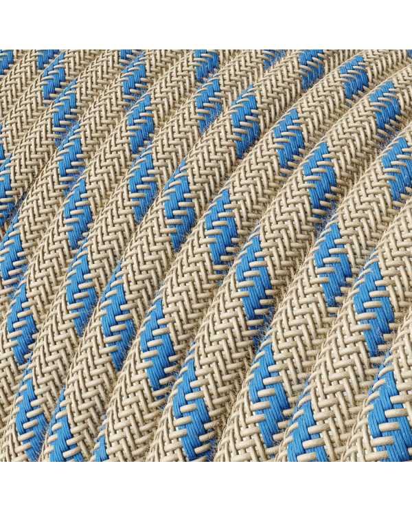 Cavo tessile Blu Steward e Beige Stripes - L'Originale Creative-Cables - RD55 rotondo 2x0,75mm / 3x0,75mm