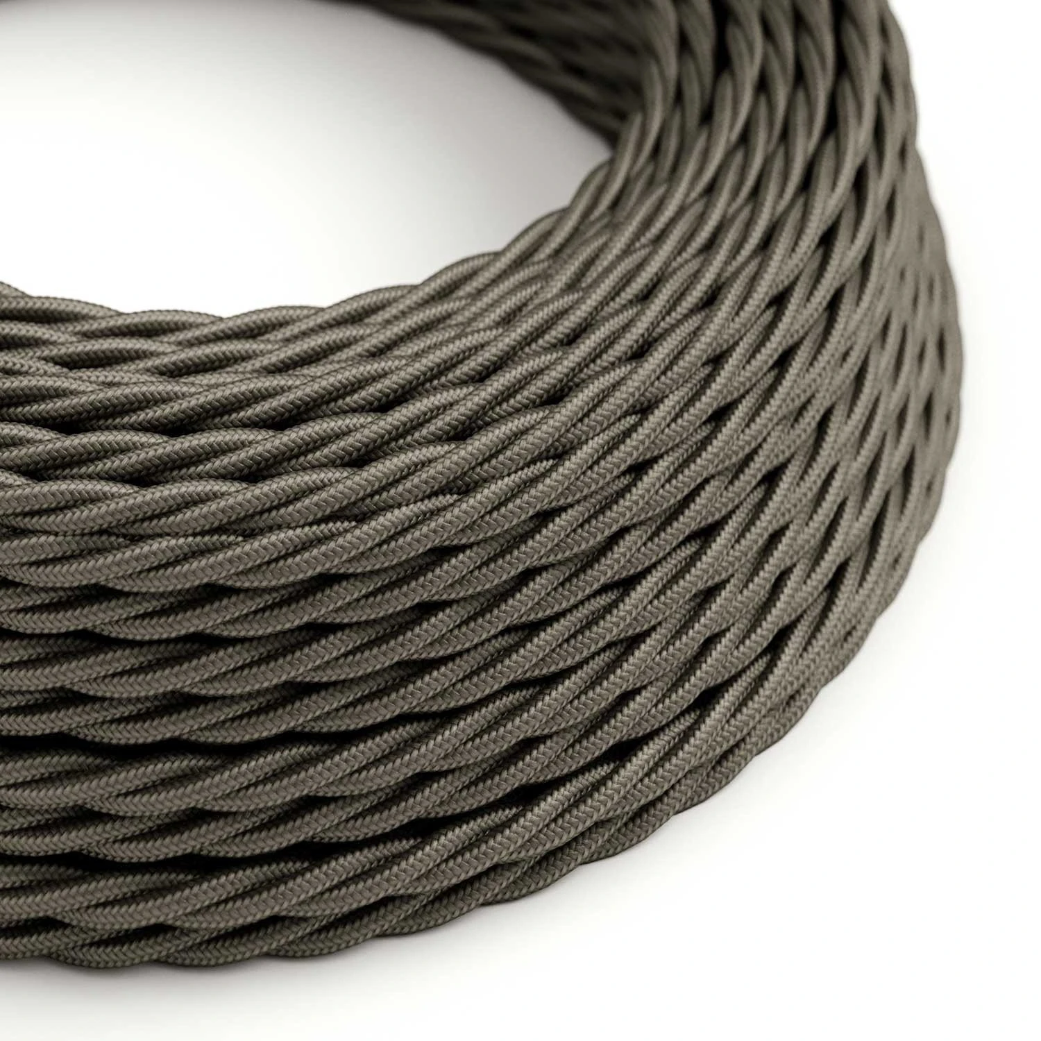 Cavo tessile trecciato color Grigio Scuro - L'Originale Creative Cables, ottimo per lampade raffinate - TM26