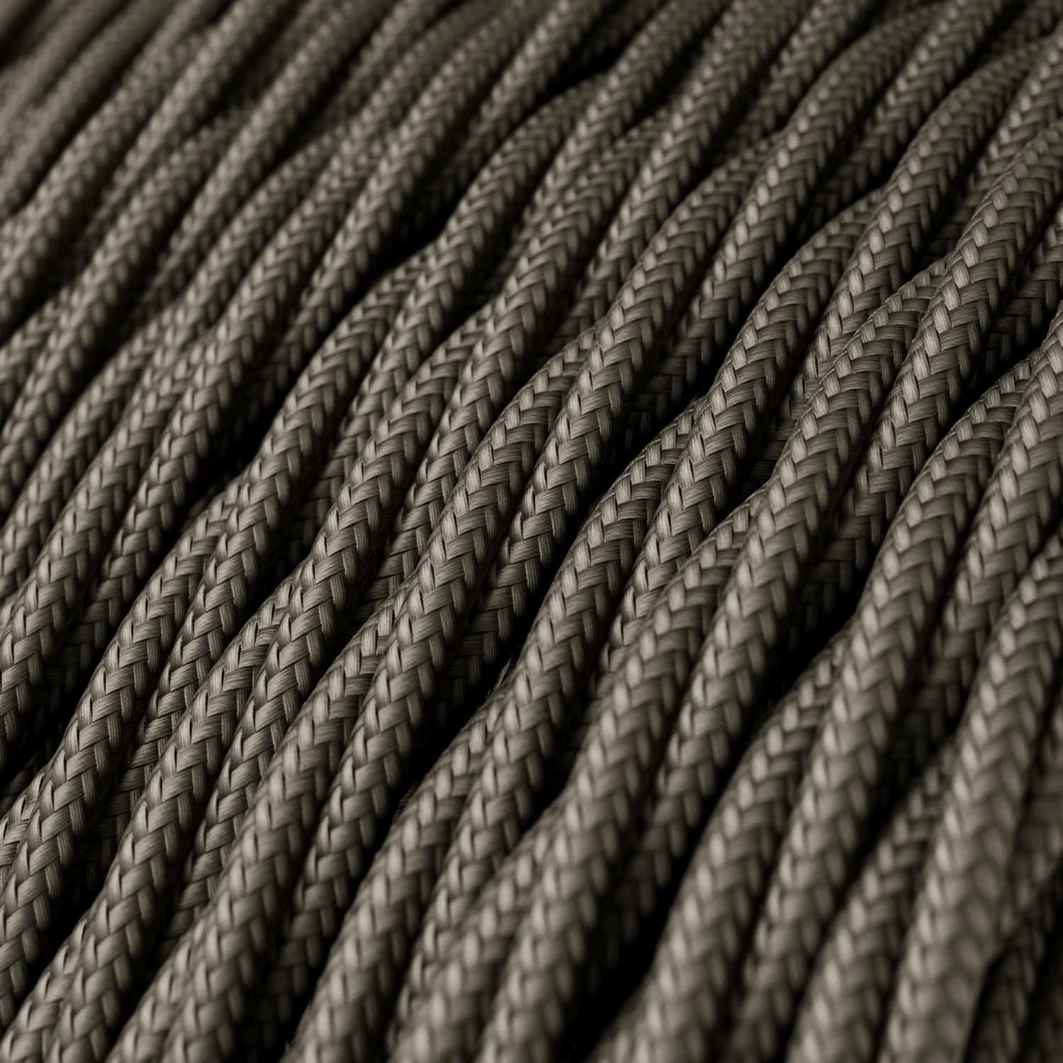 Cavo tessile trecciato color Grigio Scuro - L'Originale Creative Cables, ottimo per lampade raffinate - TM26