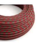 Cavo tessile Rosso Fuoco e Grigio Pied de Poule in cotone - L'Originale Creative-Cables - RP28 rotondo 2x0,75mm / 3x0,75mm