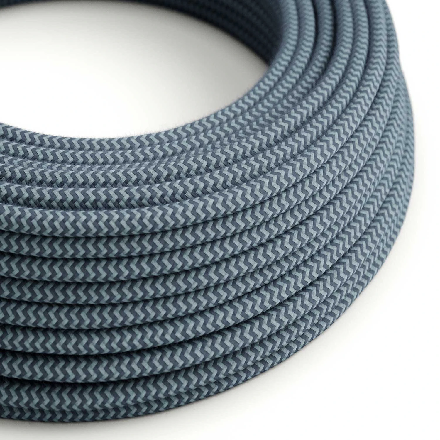 Cavo per illuminazione in cotone Grigio Pietra e Blu Oceano - L'Originale Creative Cables, per creare lampade di design - RZ25