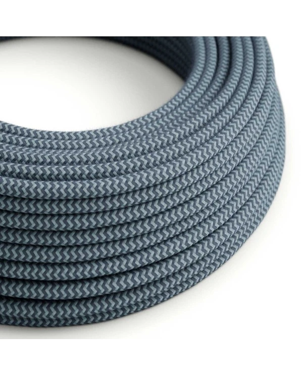 Cavo per illuminazione in cotone Grigio Pietra e Blu Oceano - L'Originale Creative Cables, per creare lampade di design - RZ25