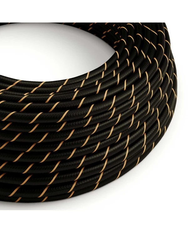 Cavo tessile colorato Nero e Oro Vertigo - L'Originale Creative Cables, pensato per lampade esclusive - ERM42