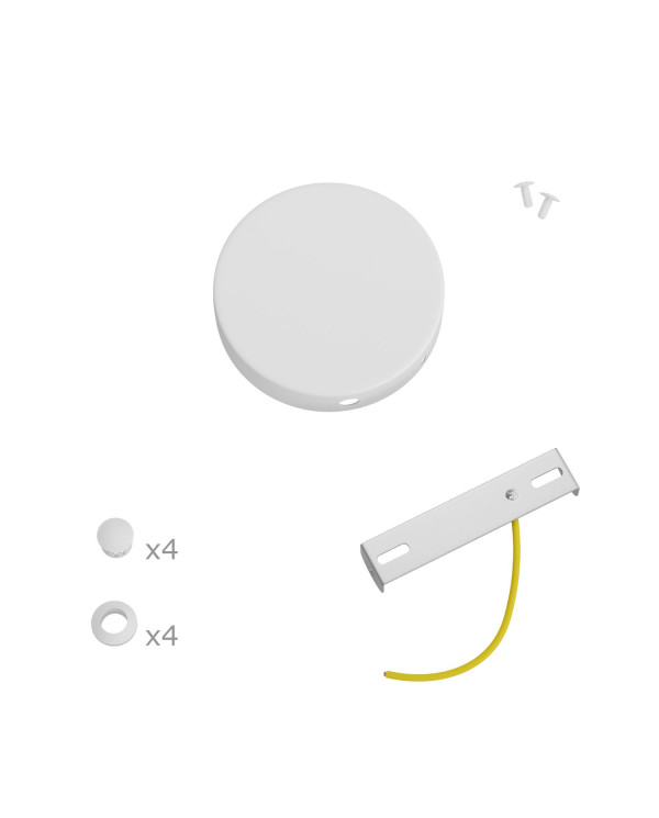 Kit Mini rosone cilindrico in metallo a 4 fori laterali (scatola di derivazione)