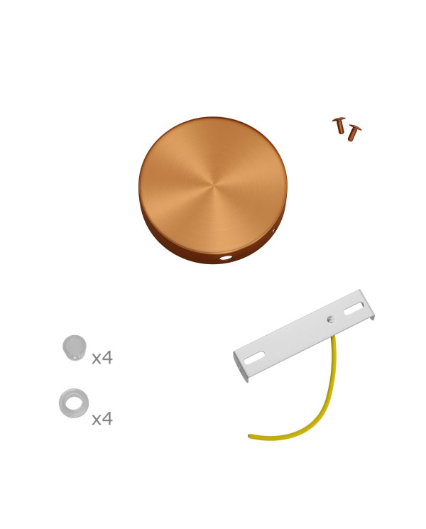 Kit Mini rosone cilindrico in metallo a 4 fori laterali (scatola di derivazione)