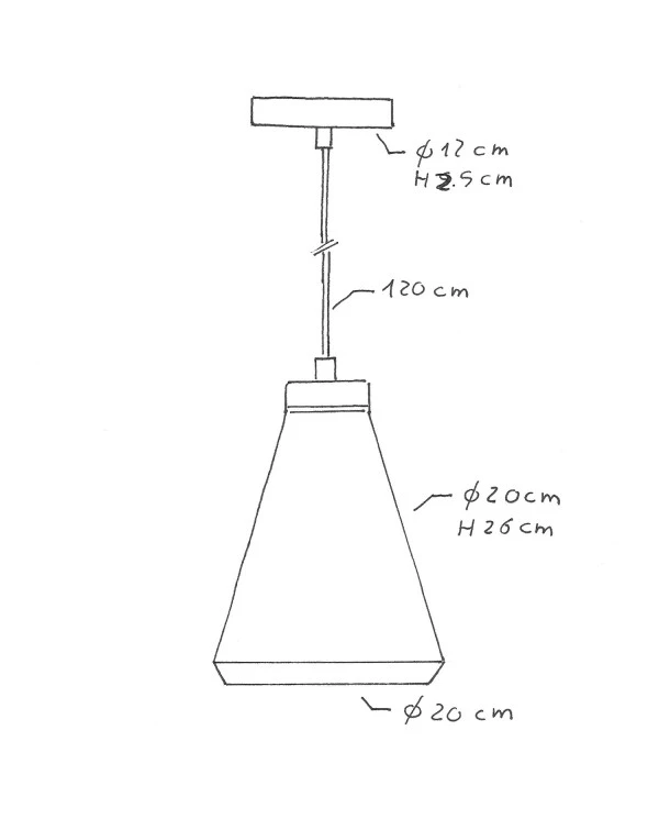 Lampada a sospensione Made in Italy completa di cavo tessile, paralume Imbuto in cemento e finiture in metallo