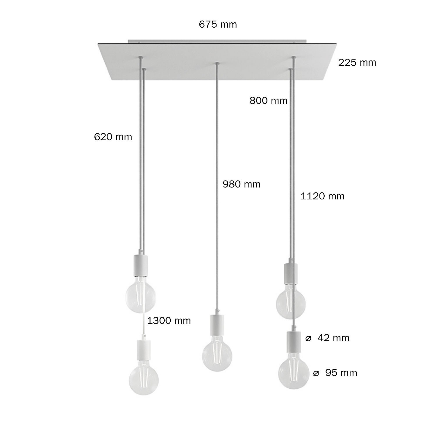 Lampada a sospensione Smart Industrial nera con Wifi G95 a 3 luci - Facil