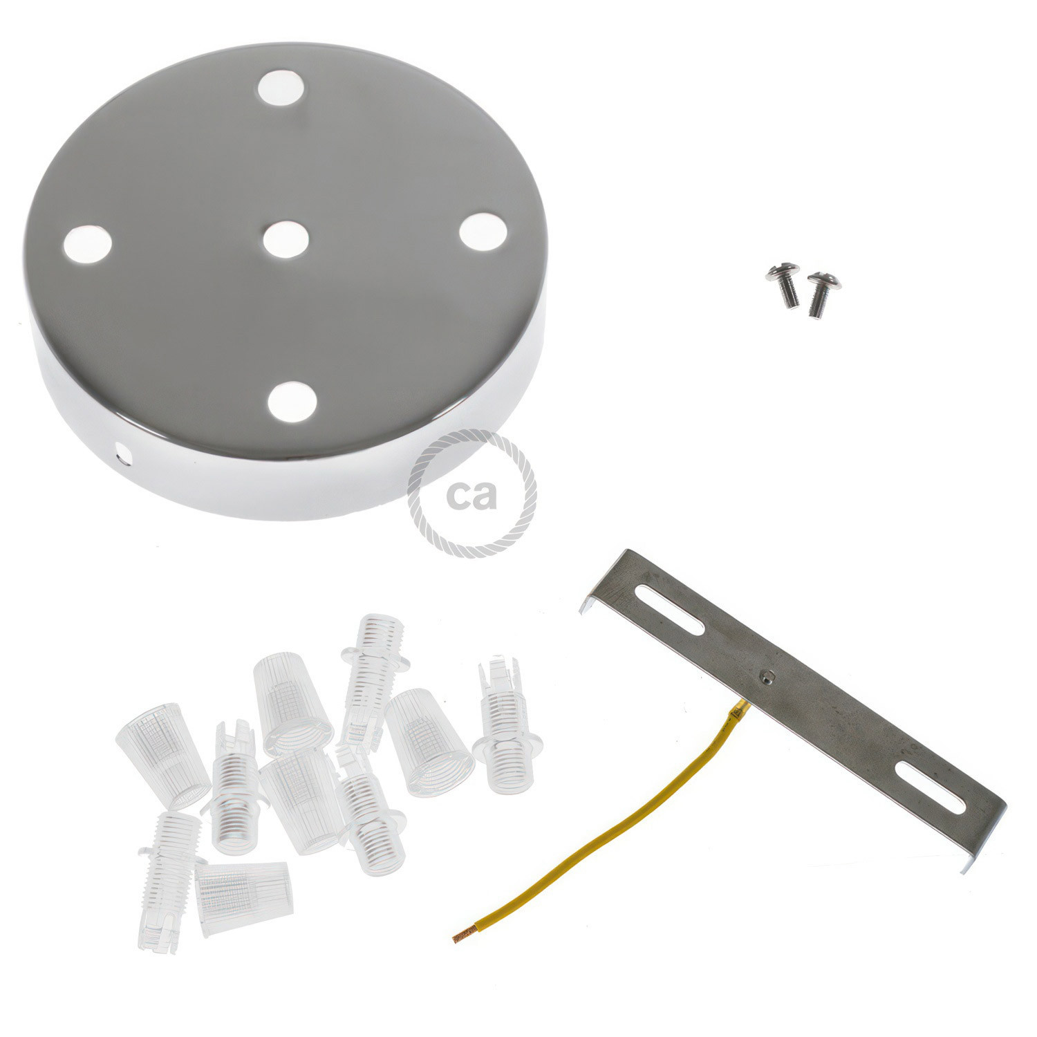 Kit rosone cilindrico in metallo a 5 fori