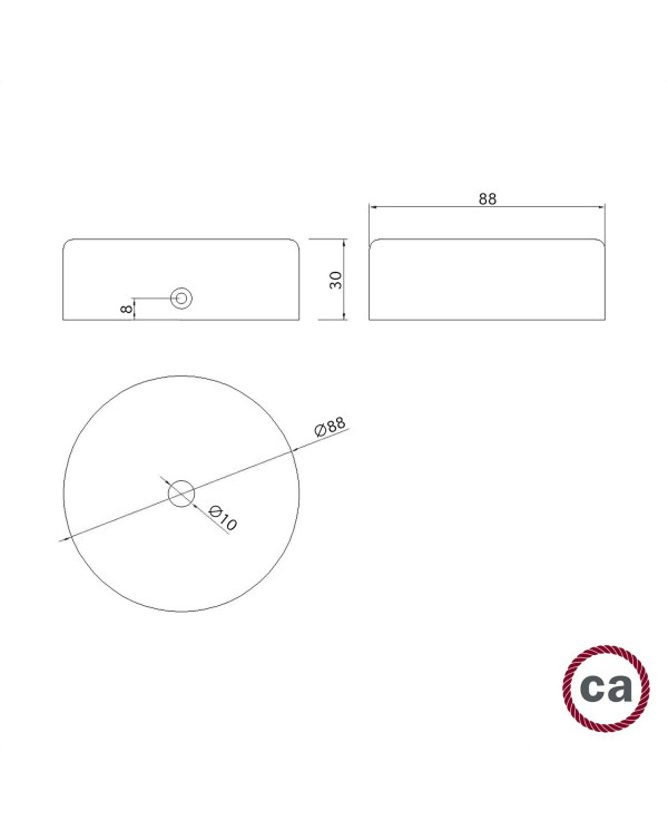 Kit Mini rosone cilindrico in legno a 1 foro centrale