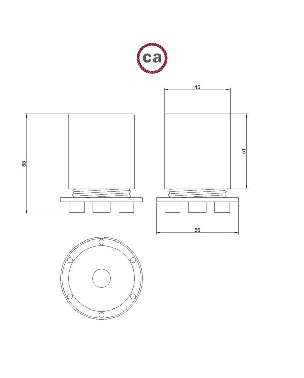 Kit portalampada E27 semifilettato in metallo con serracavo nascosto