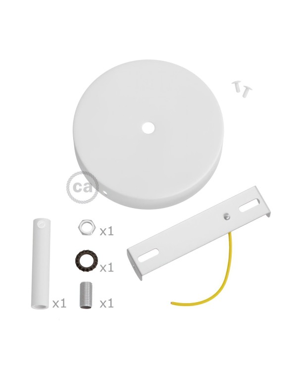 Kit rosone cilindrico in metallo con serracavo da 7 cm