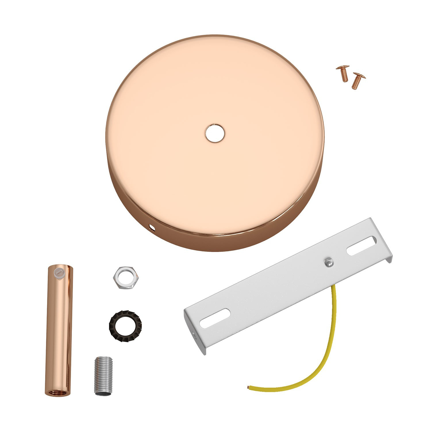 Kit rosone cilindrico in metallo con serracavo da 7 cm