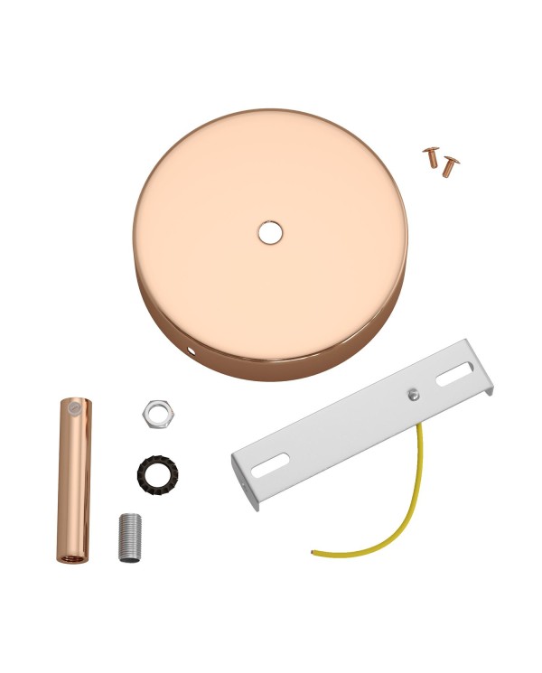 Kit rosone cilindrico in metallo con serracavo da 7 cm