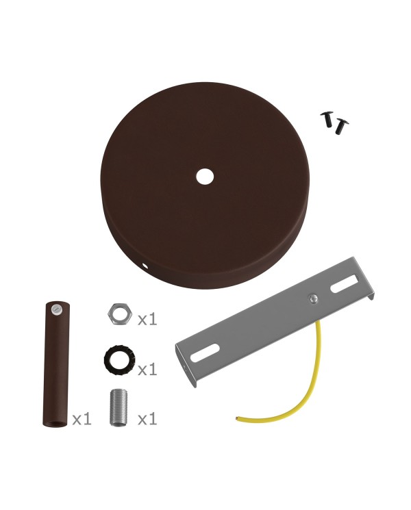 Kit rosone cilindrico in metallo con serracavo da 7 cm