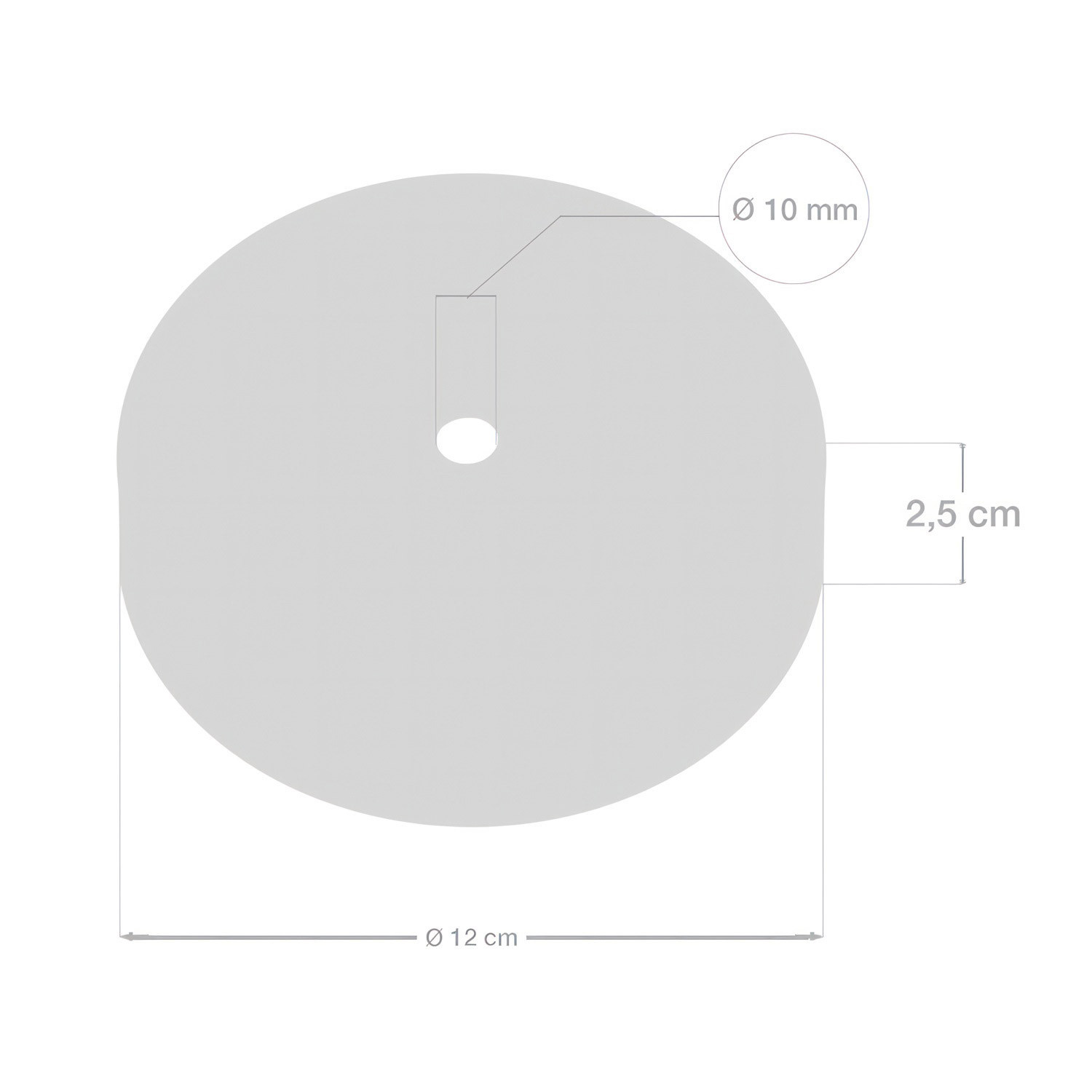 Kit rosone cilindrico in metallo con serracavo da 7 cm