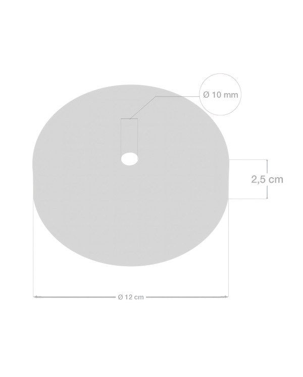 Kit rosone cilindrico in metallo con serracavo da 7 cm