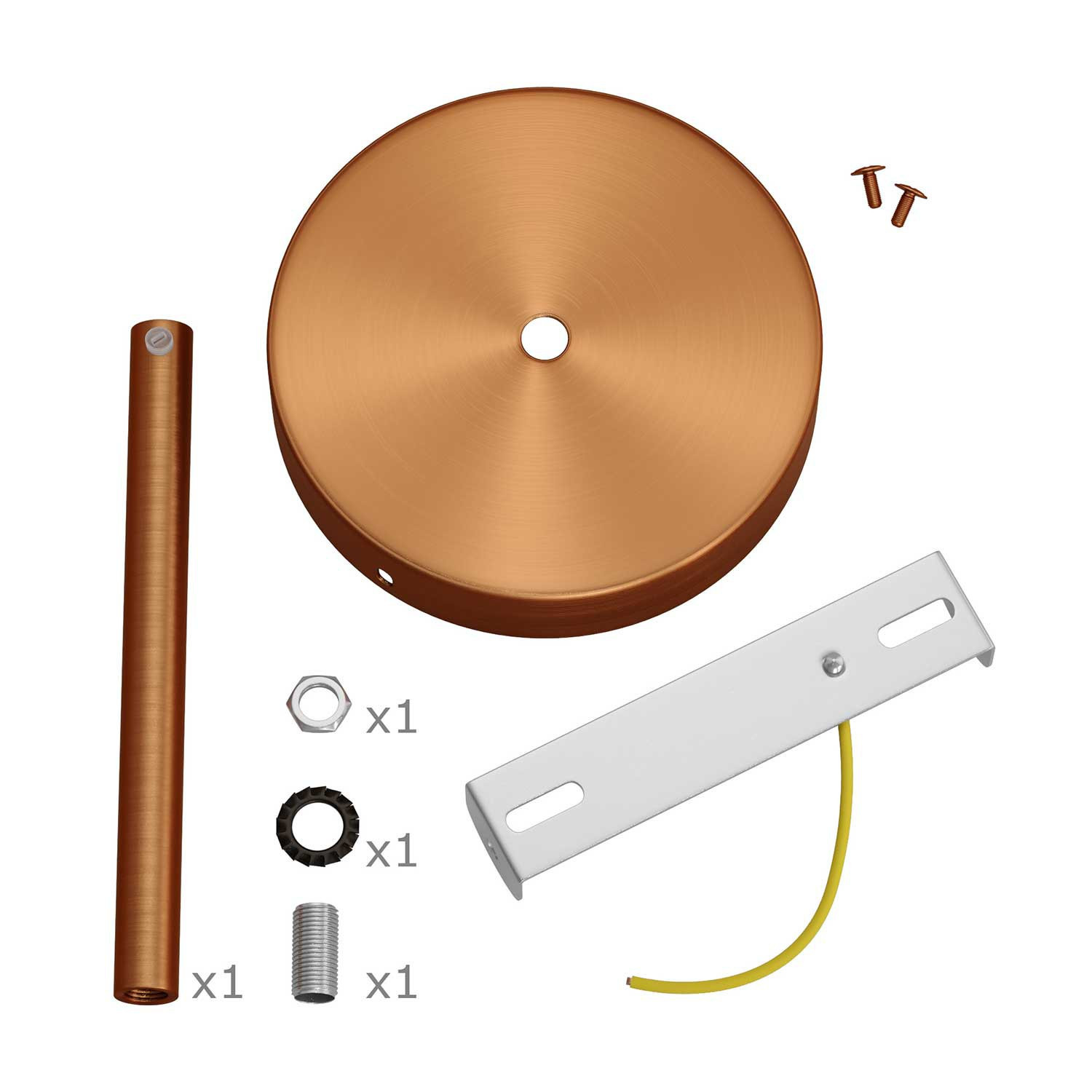 Kit rosone cilindrico in metallo con serracavo da 15 cm