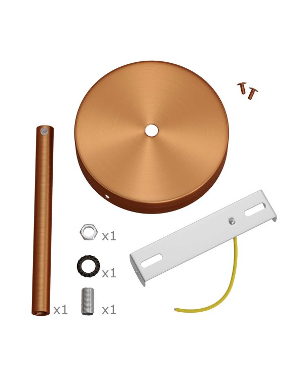 Kit rosone cilindrico in metallo con serracavo da 15 cm