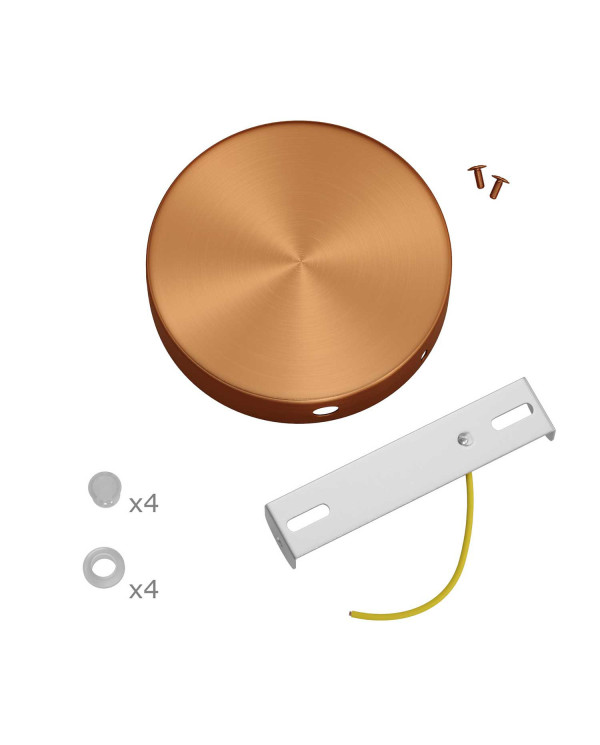 Kit rosone cilindrico in metallo a 4 fori laterali (scatola di derivazione)